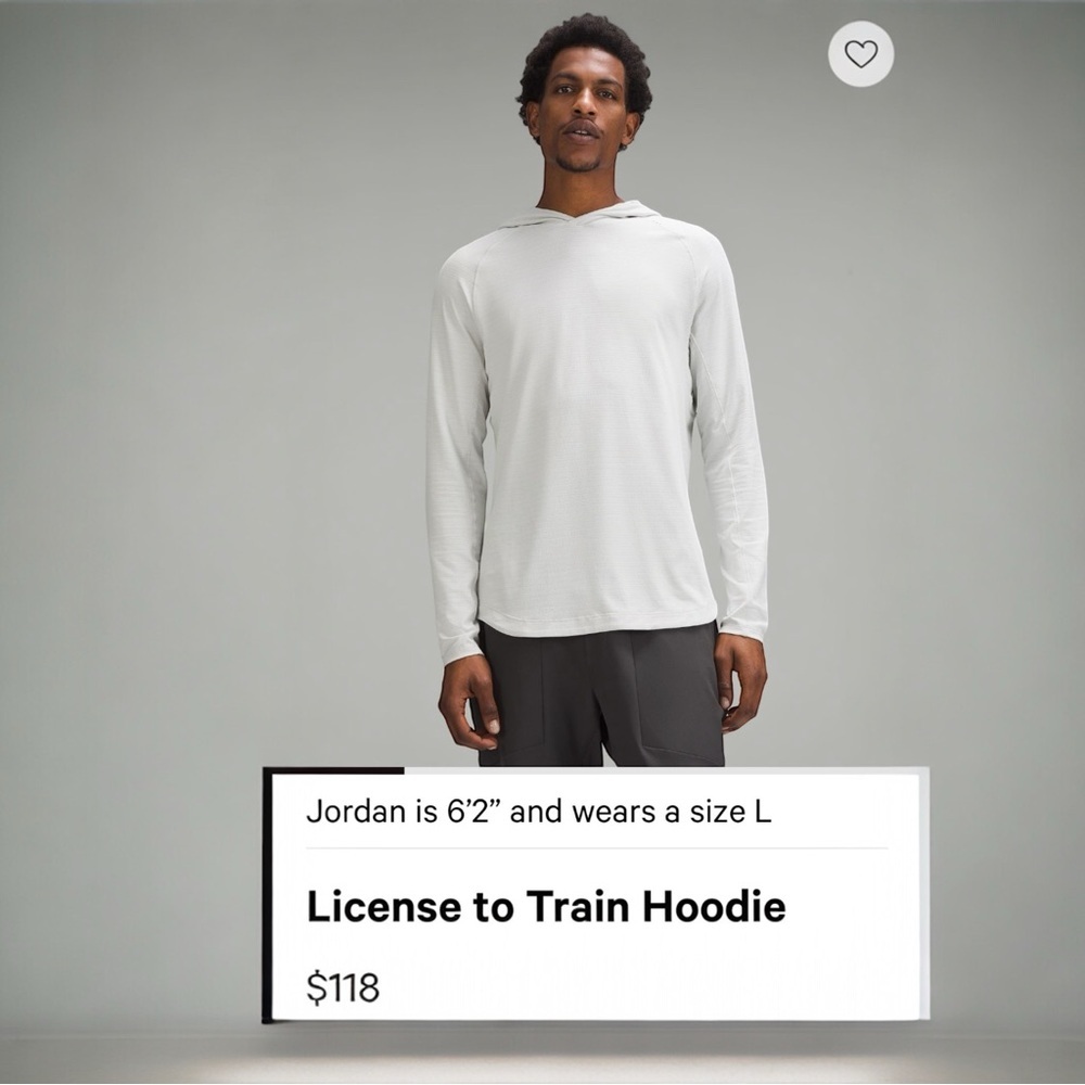 Men’s Lululemon White Licensed to Train Hoodie Size Large